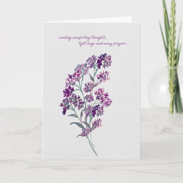 Tarjeta Lavender Comforting Thoughts – Watercolor Sympathy (Anverso)
