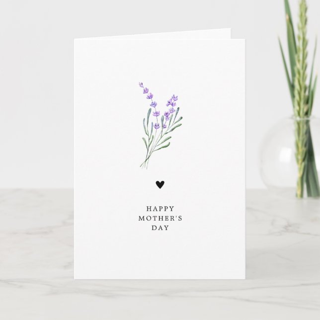 Tarjeta Lavender Floral Happy Mother's Day Card (Anverso)