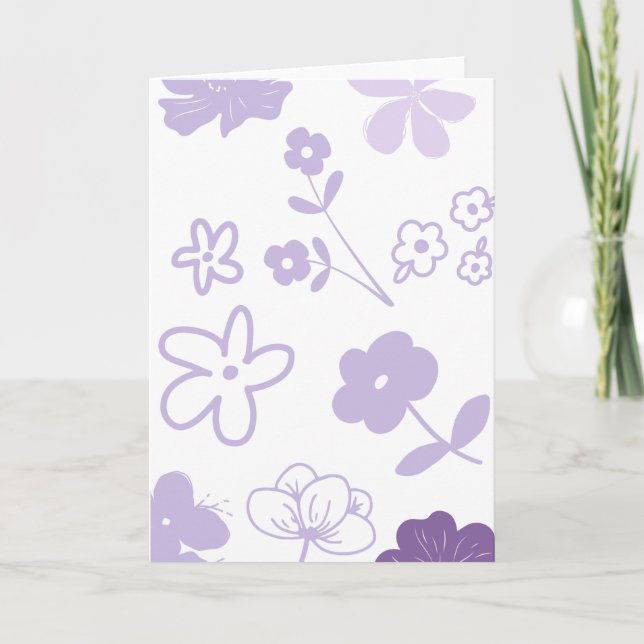 Tarjeta Lavender Florals on White Background  (Anverso)