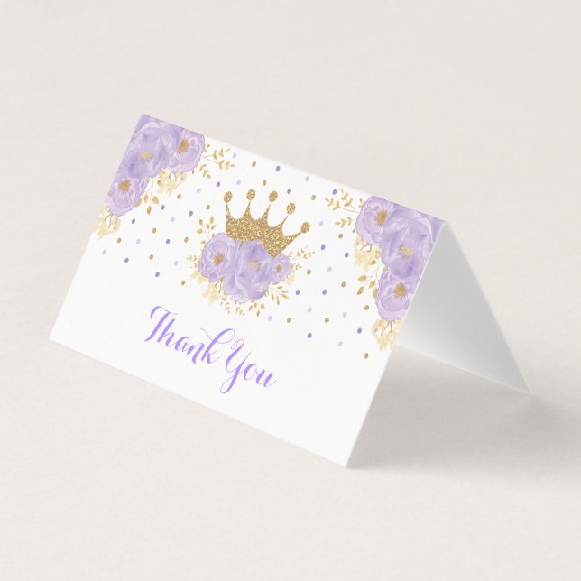 Tarjeta Lavender Gold Crown Princess Shower (Anverso)