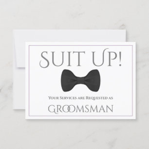 Tarjeta Lavender Purple & Grey Be My Groomsman Card