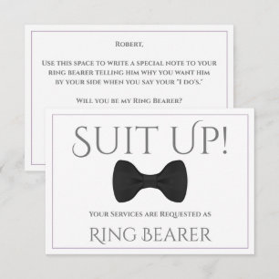 Tarjeta Lavender Purple & Grey Be My Ring Bearter Card