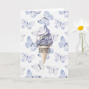 Tarjeta Lavender Purple Ice Cream Cones Cumpleaños