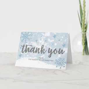 Tarjeta Lavender Snowflakes Winter Baby Shower Gracias C