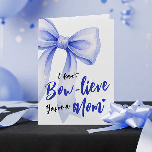 Tarjeta Lazo Azul Bonita Nueva Mamá Divertida Feliz Día de