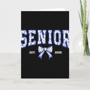 Tarjeta Lazo Azul Coquette Floral Senior 2026 Cl de Gradua