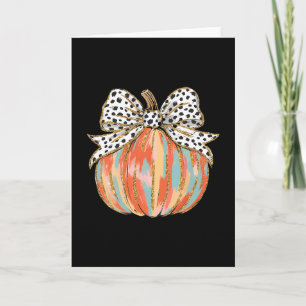 Tarjeta Lazo Coqueto Calabaza Temporada Otoño Hojas Caídas