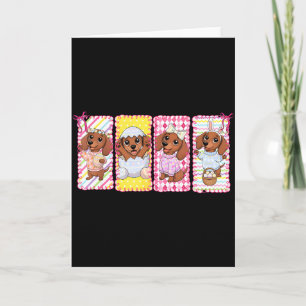 Tarjeta Lazo Coqueto Dachshund Conejo Feliz Pascua Wiener 