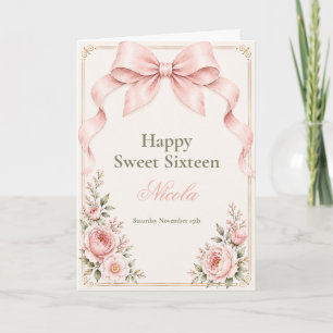 Tarjeta Lazo Coqueto Floral Dulces Dieciséis