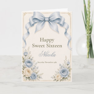 Tarjeta Lazo Coqueto Floral Dulces Dieciséis