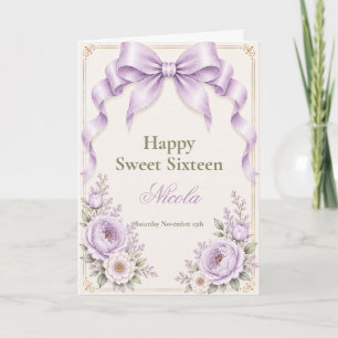 Tarjeta Lazo Coqueto Floral Dulces Dieciséis