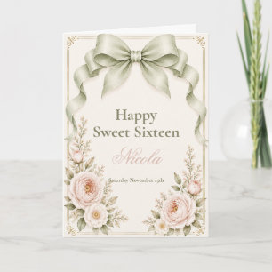 Tarjeta Lazo Coqueto Floral Dulces Dieciséis