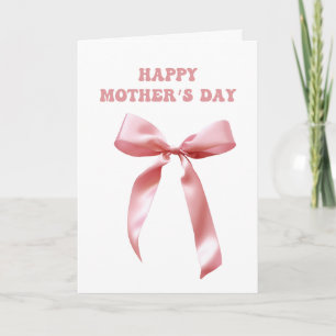 Tarjeta Lazo Coqueto Rosa Feliz Día de la Madre