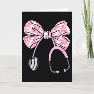 Tarjeta Lazo Coquette Rosa Floral Rn Enfermera Estetoscopi