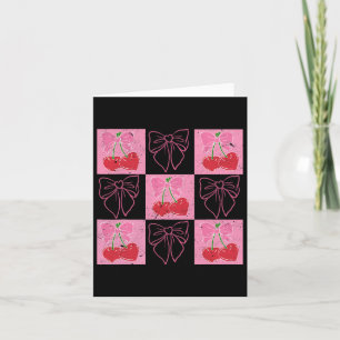 Tarjeta Lazo de Bow Coquette de Cereza a Cuadros Rosa San 