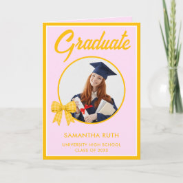 Tarjeta Lazo de gingham amarillo Foto Graduación
