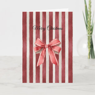 Tarjeta Lazo de Navidad con Rayas Rojas