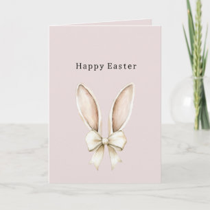 Tarjeta Lazo de orejas de conejo de Pascua rosa rubor