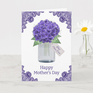 Tarjeta Lazo Rústico Floral Púrpura de Hortensia para el D