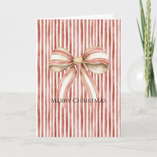 Tarjeta Lazos bonitos de Navidad con rayas rojas y blancas