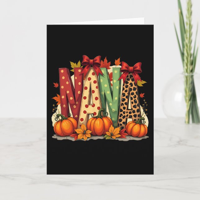 Tarjeta Lazos Coquette Nana Retro Leopardo Abuela Otoño Qu (Anverso)