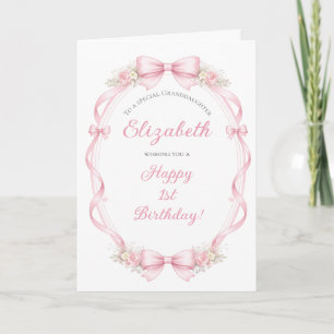 Tarjeta Lazos de acuarela rosa lindo patrón cumpleaños niñ