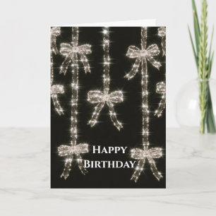 Tarjeta Lazos de destellos en blanco y negro Cumpleaños