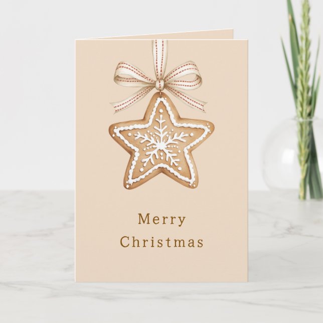 Tarjeta Lazos de Estrella Crema Navidad (Anverso)
