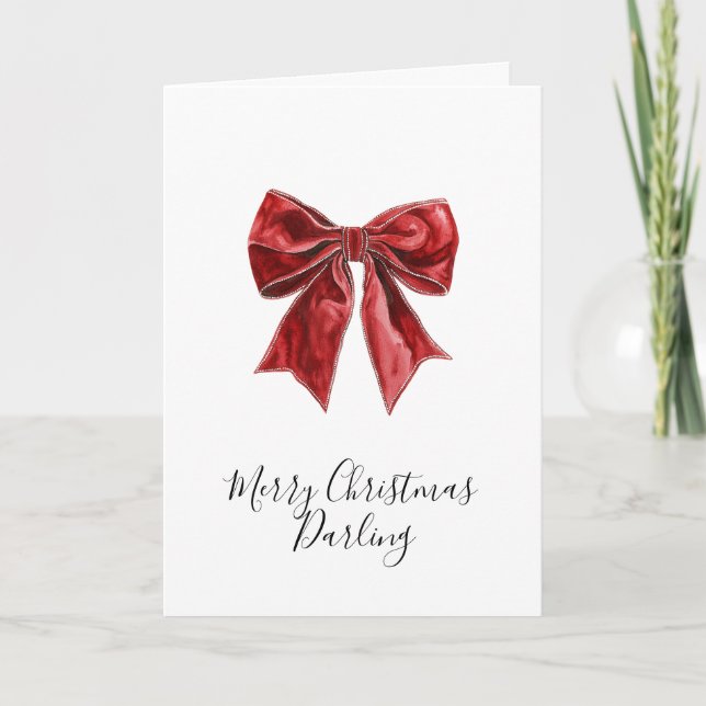 Tarjeta Lazos Rojos Elegantes Navidad (Anverso)