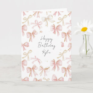 Tarjeta Lazos rosados de rubor femenino Cumpleaños