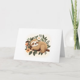Tarjeta Lazy Sloth durmiendo en un personalizado de rama