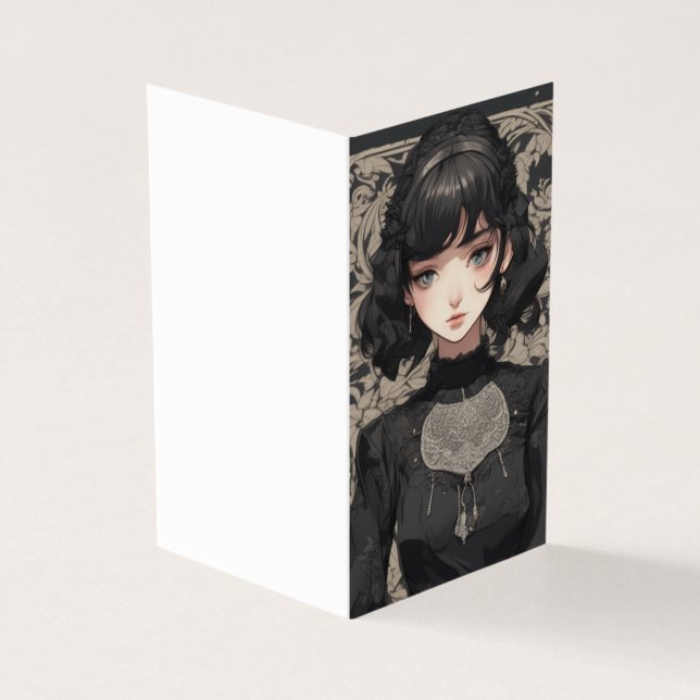 Tarjeta LBD Pequeño vestido negro misterioso blanco gótico (Exterior)