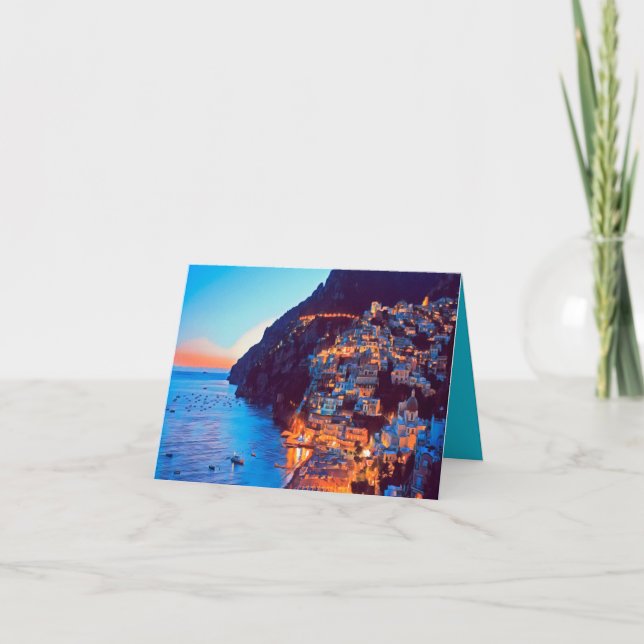 Tarjeta ldp POSITANO Costa Amalfi - puesta de sol tomada p (Anverso)