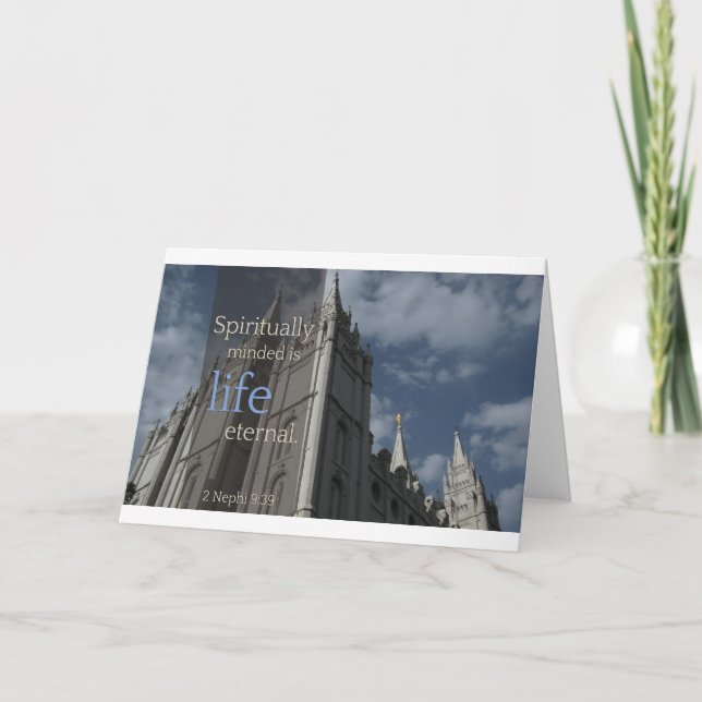 Tarjeta LDS cita "Minded es espiritual eterno de vida " (Anverso)