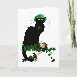 Tarjeta Le Chat Noir Clover St. Patrick's Day