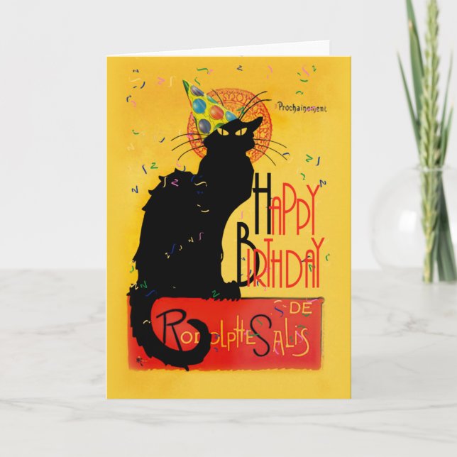 Tarjeta Le Chat Noir Feliz Cumpleaños (Anverso)