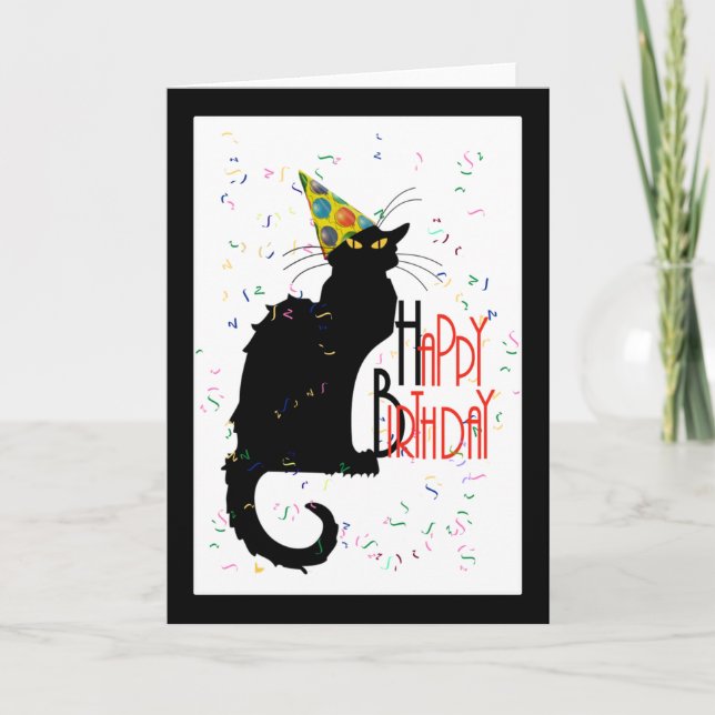 Tarjeta Le Chat Noir Feliz Cumpleaños (Anverso)