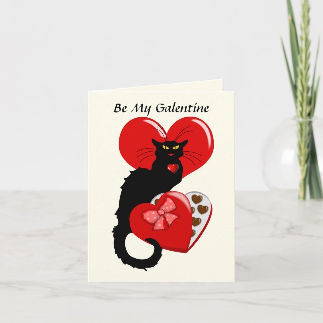 Tarjeta Le Chat Noir Heart Candy Valentine's Day  (Anverso)