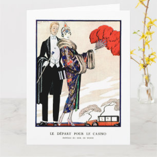 Tarjeta Le départ pour le casino por George Barbier