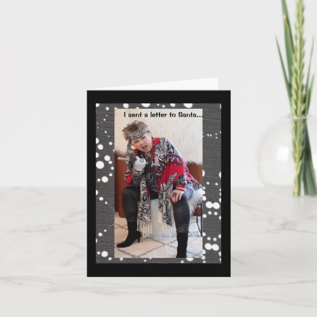 Tarjeta Le envié una carta a Santa para un traje de cumple (Anverso)