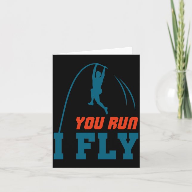 Tarjeta Le Vault Funny Levault Vaulting You Run I Fly  (Anverso)