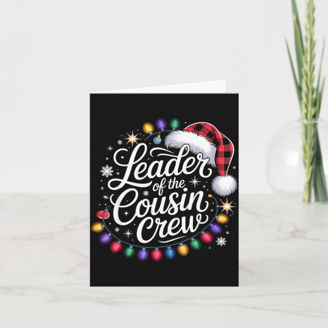 Tarjeta Leader Of The Cousin Crew Xmas Lights Red Plaid Sa (Anverso)