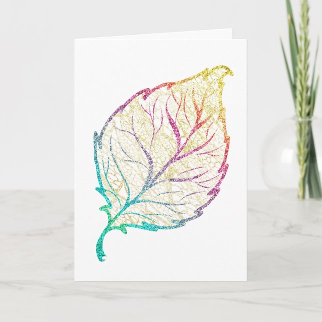 Tarjeta Leaf coloreado filigree dorado artístico elegante (Anverso)