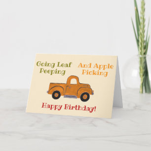 Tarjeta Leaf Peeping Apple Picking Handmade Truck Bday