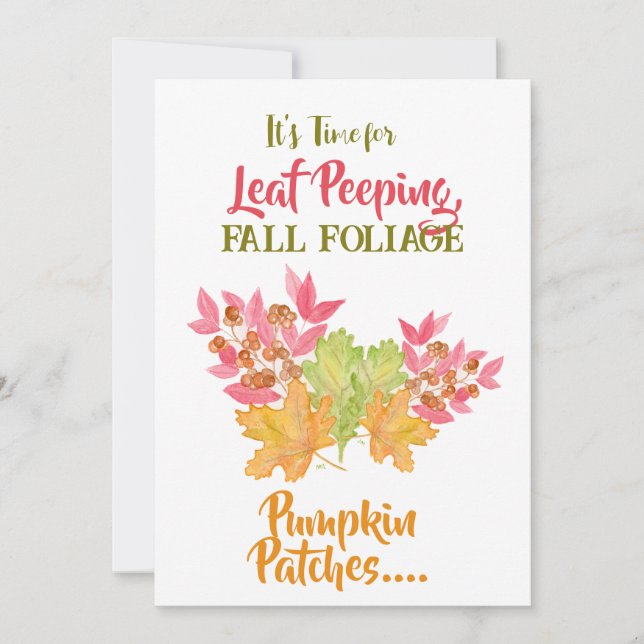Tarjeta Leaf Peeping Foliage Autumn Watercolor Birthday (Anverso)