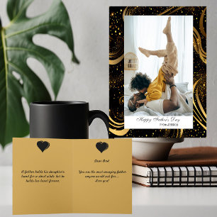 Tarjeta Leafy Swirls Guión moderno Fotos del Día del Padre