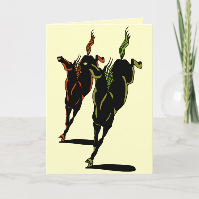 Tarjeta Leaping horse greeting card (Anverso)