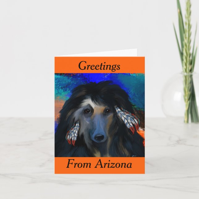 Tarjeta Lebrel afgano blanco   (Anverso)