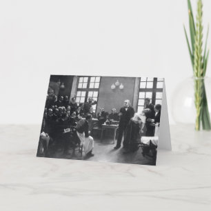 Tarjeta Lección con el doctor Charcot en el Salpetriere