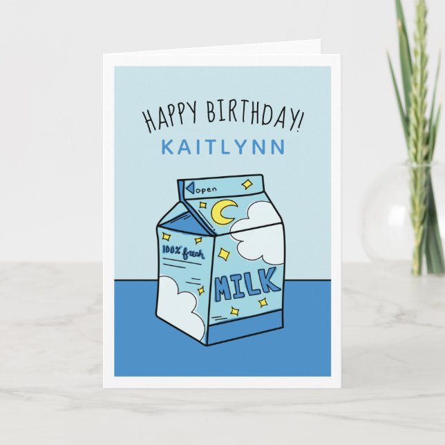 Tarjeta Leche azul celeste feliz cumpleaños (Anverso)